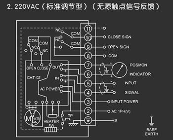 220VAC標準調(diào)節(jié)型<a href='http://www.huater.com.cn/Product/diefa/diandongdiefa/' target='_blank'>電動<a href='http://www.huater.com.cn/Product/diefa/' target='_blank'>蝶閥</a></a>接線圖（