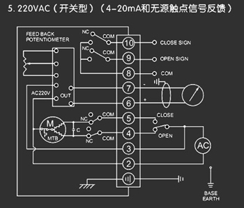220VAC開關(guān)型<a href='http://www.huater.com.cn/Product/diefa/diandongdiefa/' target='_blank'>電動<a href='http://www.huater.com.cn/Product/diefa/' target='_blank'>蝶閥</a></a>接線圖