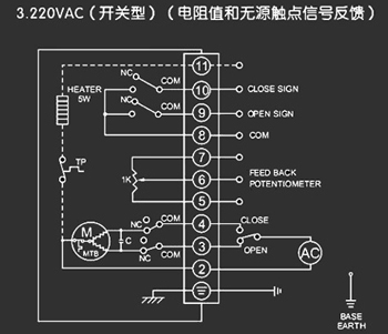 220VAC開關(guān)型<a href='http://www.huater.com.cn/Product/diefa/diandongdiefa/' target='_blank'>電動<a href='http://www.huater.com.cn/Product/diefa/' target='_blank'>蝶閥</a></a>接線圖