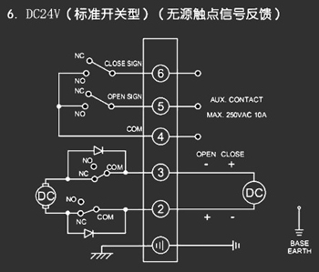 ＤＣ24Ｖ標準開關(guān)型<a href='http://www.huater.com.cn/Product/diefa/diandongdiefa/' target='_blank'>電動<a href='http://www.huater.com.cn/Product/diefa/' target='_blank'>蝶閥</a></a>接線圖